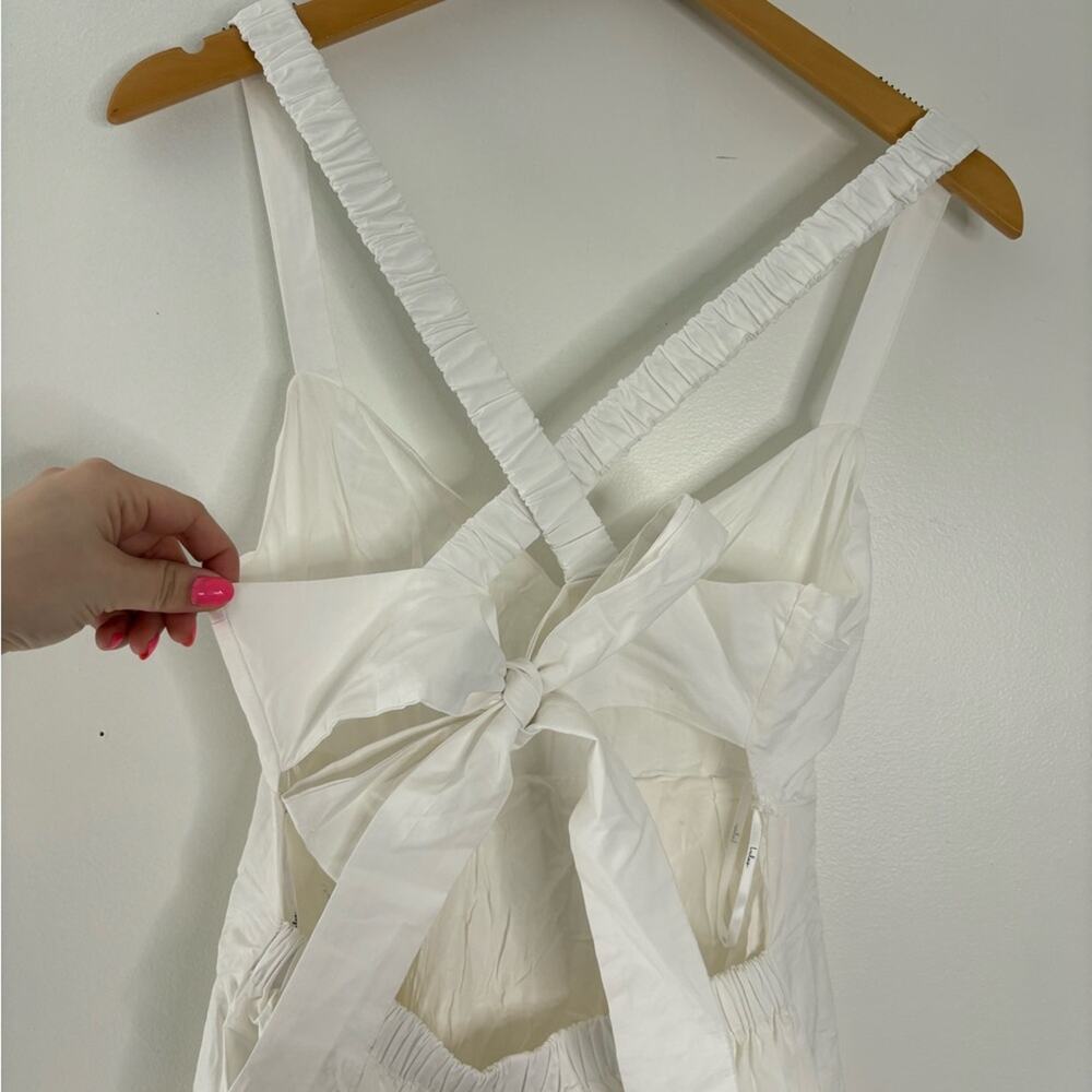 Lulus Strolling Sicily White Pleated Backless Midi Dress NWT Size Medium Pockets - Picture 8 of 9